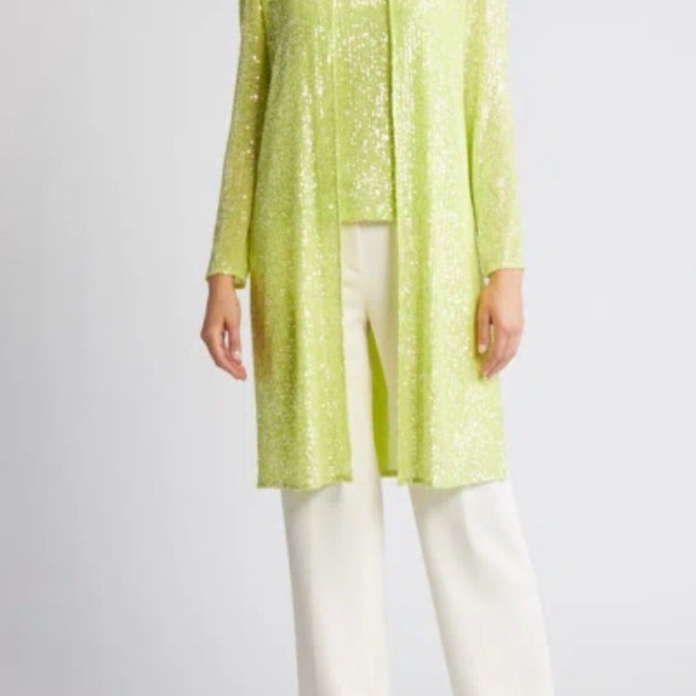 Chico's Lime Green Sequin Cardigan